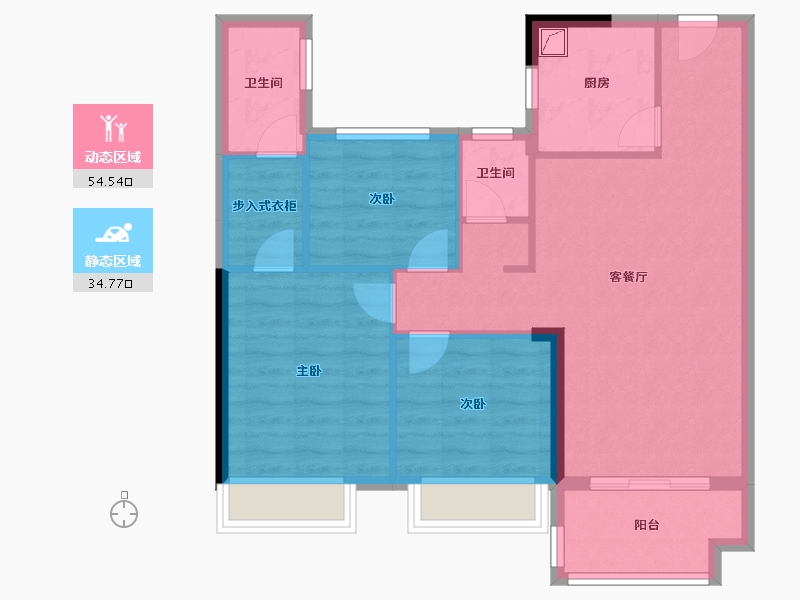 河南省-周口市-融辉城C区-80.00-户型库-动静分区