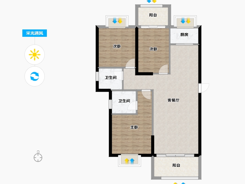 福建省-莆田市-永鸿国际文化城-95.75-户型库-采光通风