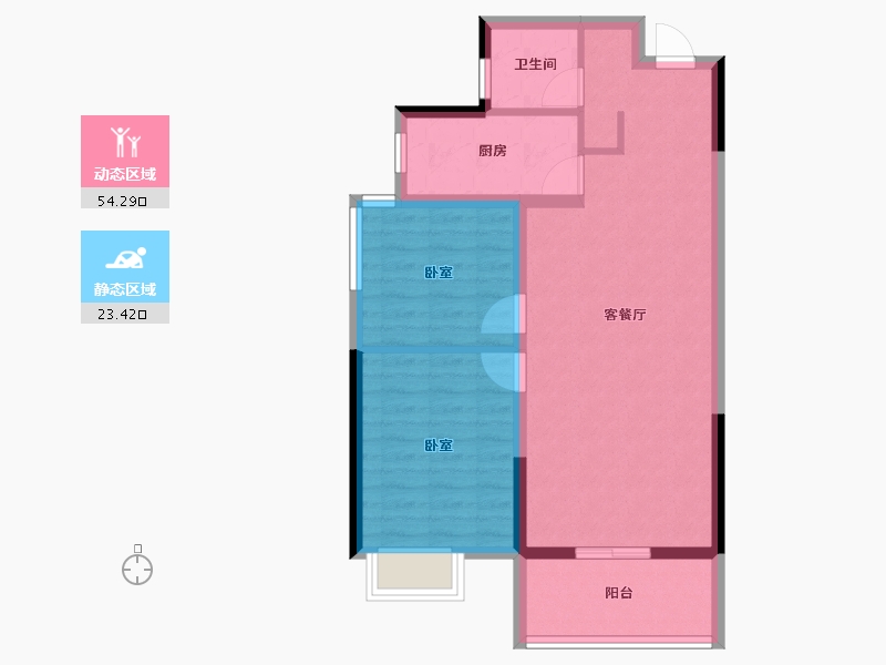 陕西省-铜川市-上河郡-69.60-户型库-动静分区