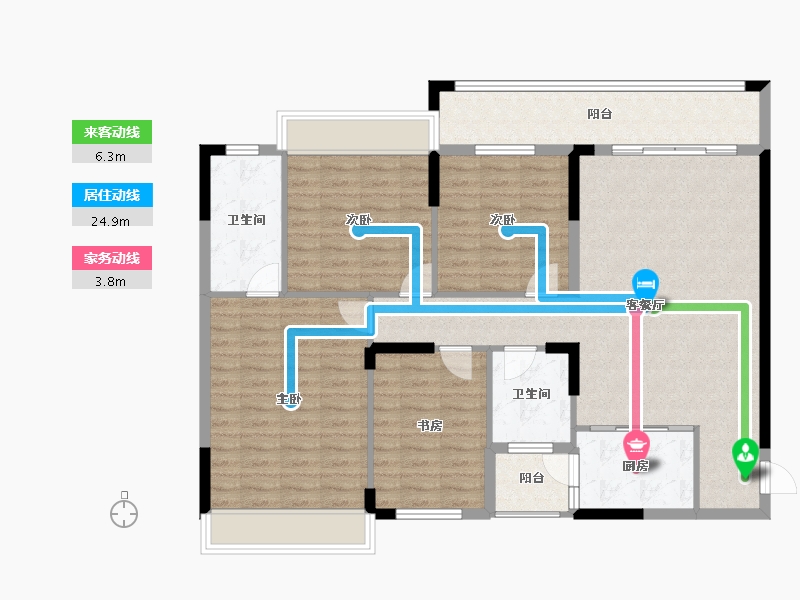 广西壮族自治区-玉林市-喜润·书香府-120.63-户型库-动静线