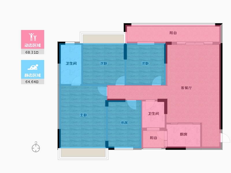 广西壮族自治区-玉林市-喜润·书香府-120.63-户型库-动静分区