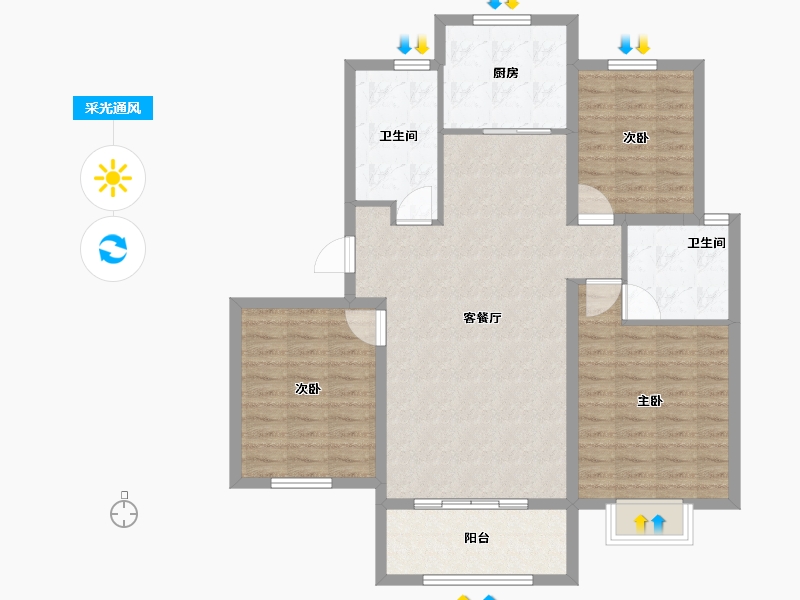 山东省-威海市-广安东浦海岸-101.80-户型库-采光通风