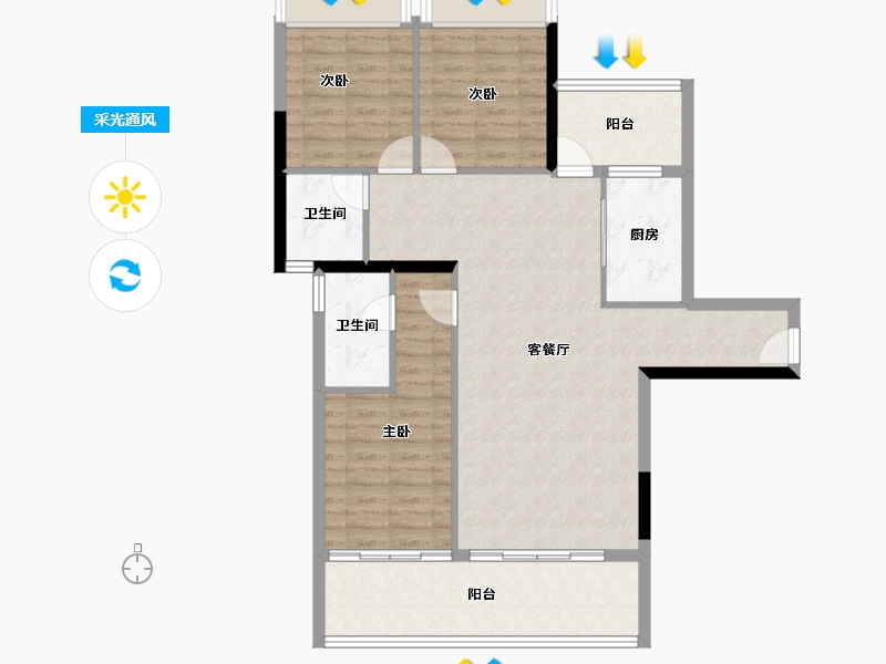 海南省-海口市-观澜湖君悦公馆-99.79-户型库-采光通风