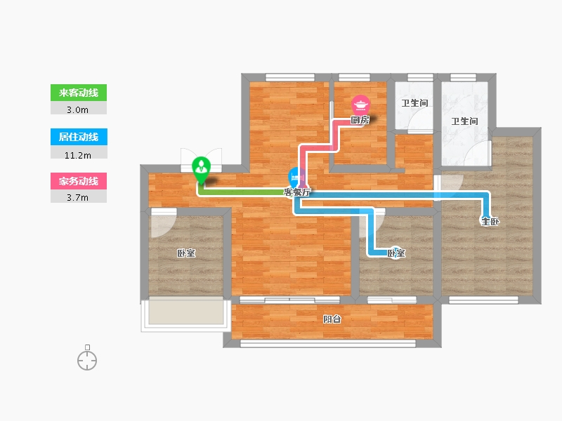 山东省-泰安市-泰山壹号院-68.45-户型库-动静线