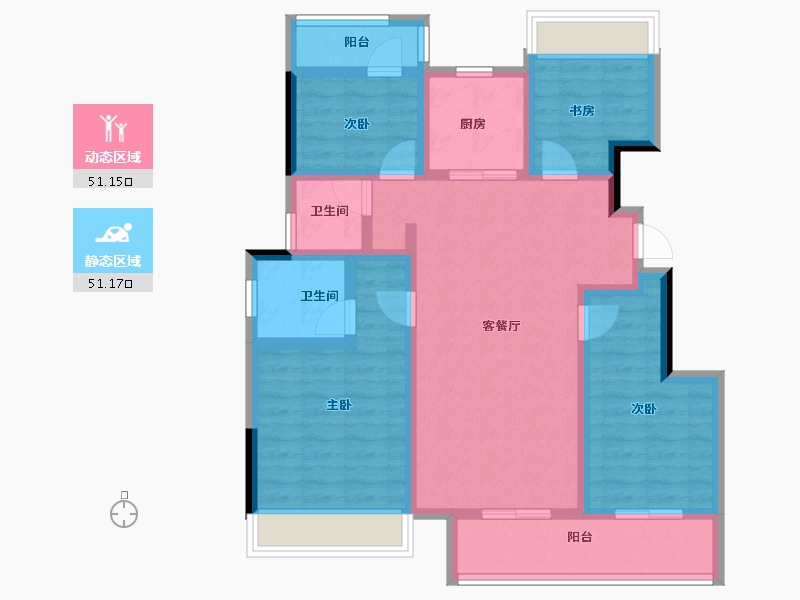 浙江省-衢州市-天阳春晓云筑-89.54-户型库-动静分区