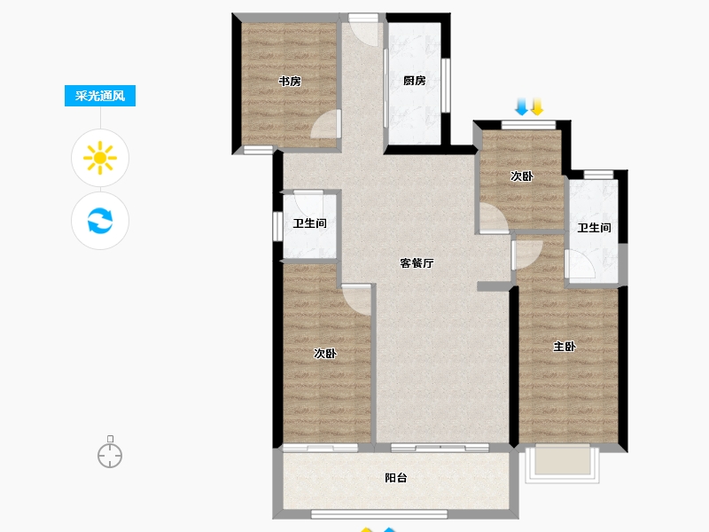 福建省-莆田市-永鸿国际文化城-96.54-户型库-采光通风