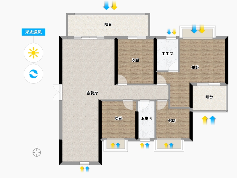 广西壮族自治区-钦州市-松宇时代城-122.00-户型库-采光通风