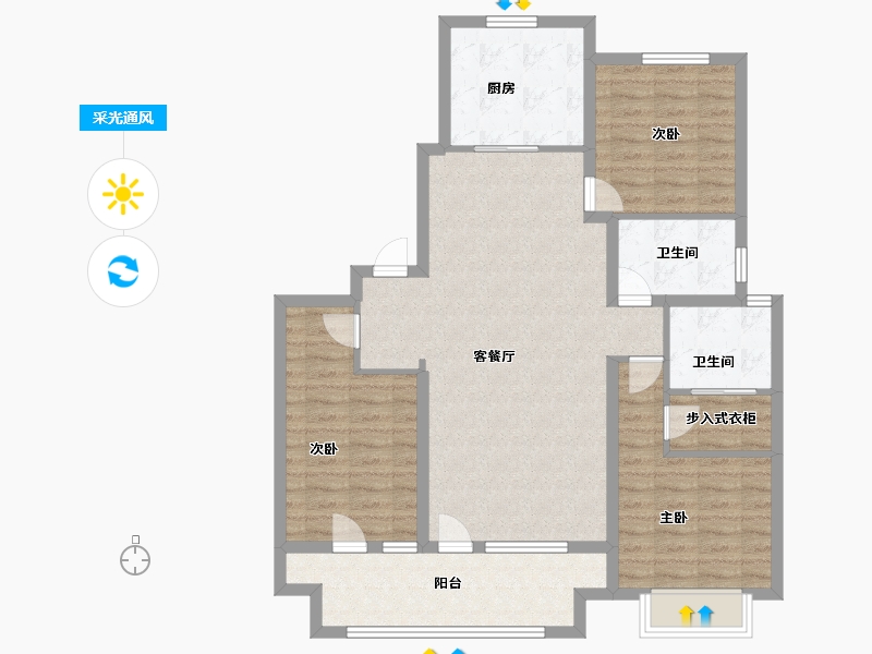 山东省-威海市-格雅花园-106.40-户型库-采光通风