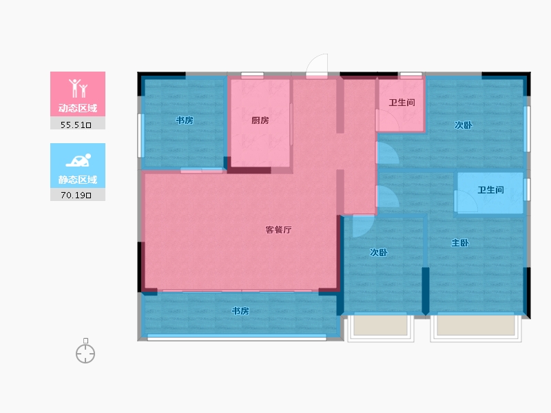 贵州省-遵义市-绿城月映江南-113.86-户型库-动静分区