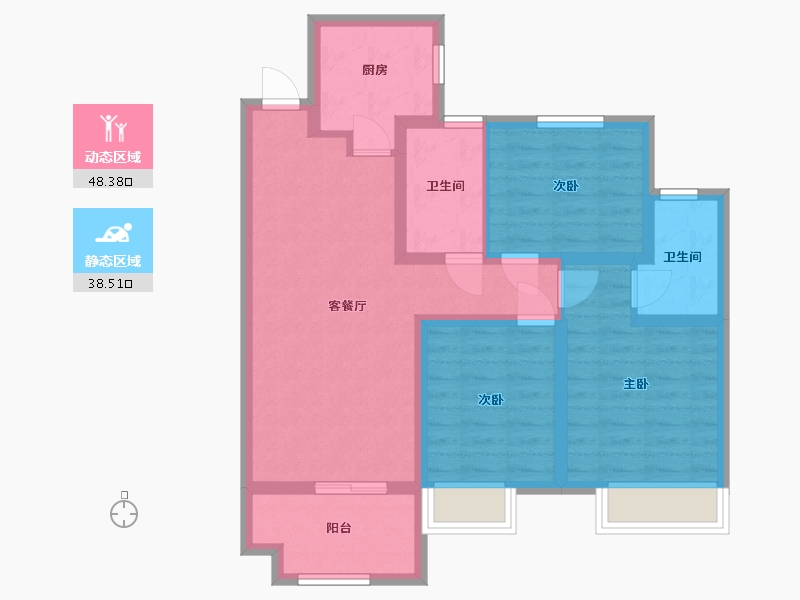 陕西省-西安市-雅居乐·锦城-89.00-户型库-动静分区