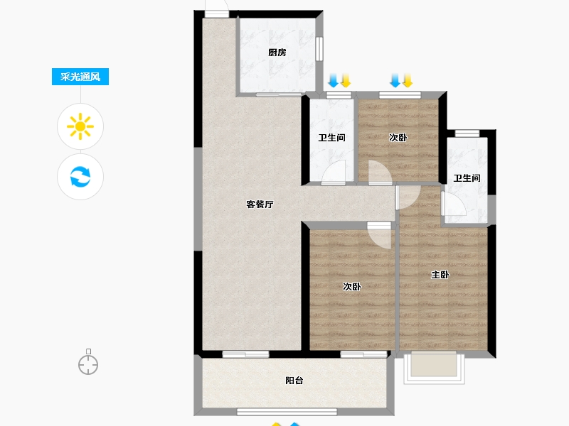 福建省-莆田市-永鸿国际文化城-90.47-户型库-采光通风