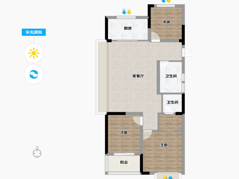 浙江省-丽水市-凯兴金宸府-84.78-户型库-采光通风