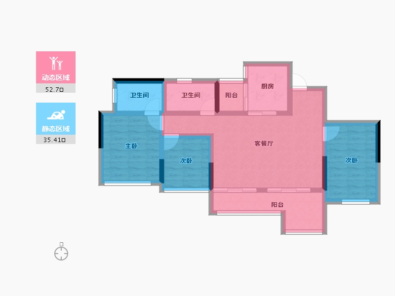 四川省-绵阳市-东原鸿山启城-77.57-户型库-动静分区