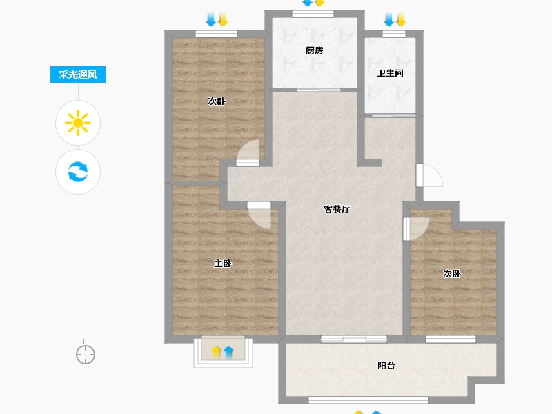 山东省-日照市-德瑞水岸华庭-103.66-户型库-采光通风