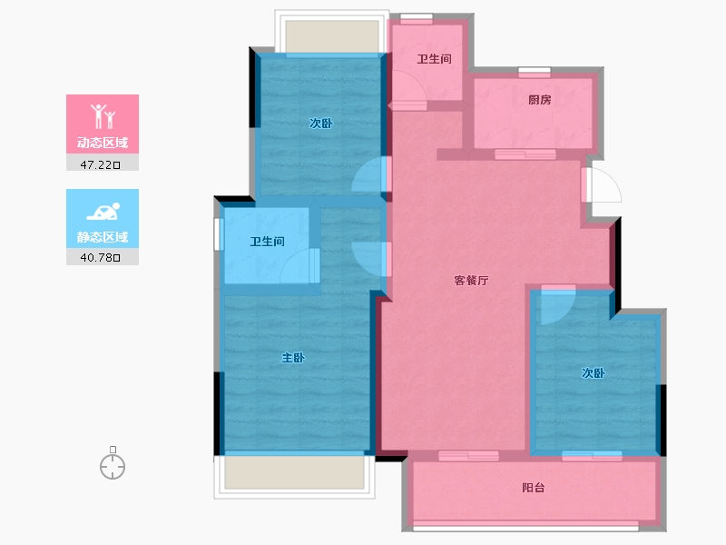 浙江省-衢州市-天阳春晓云筑-77.15-户型库-动静分区