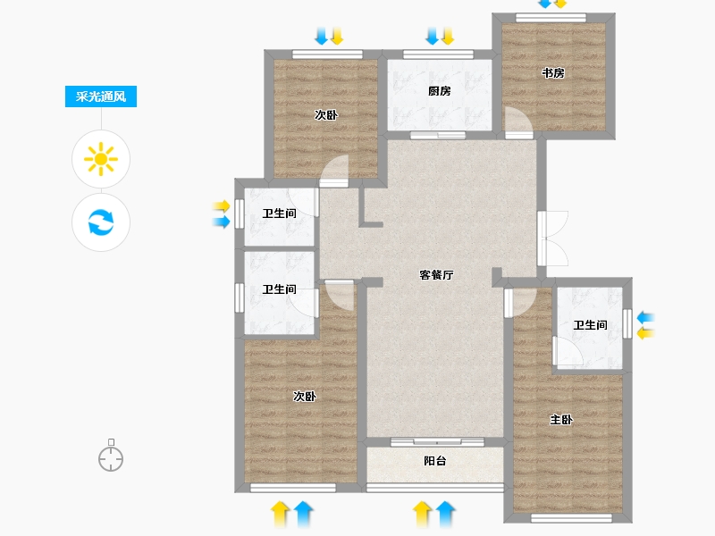 河北省-秦皇岛市-秦皇皓月城-104.60-户型库-采光通风