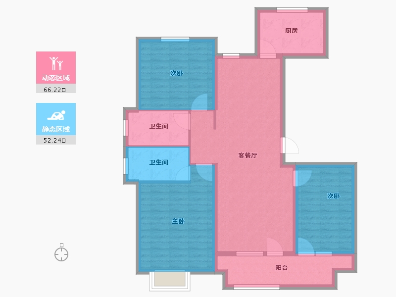 山东省-威海市-格雅花园-106.40-户型库-动静分区