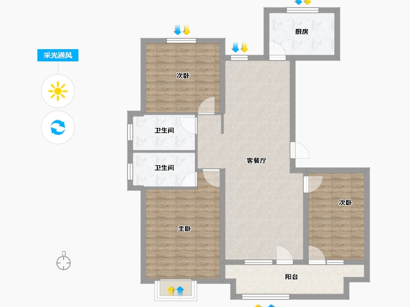 山东省-威海市-格雅花园-106.40-户型库-采光通风