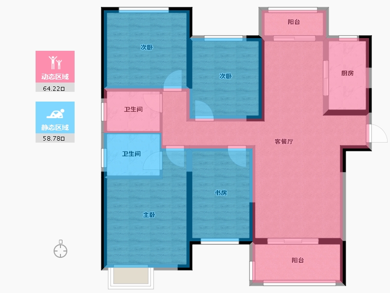 安徽省-淮南市-淮南金融广场-109.35-户型库-动静分区