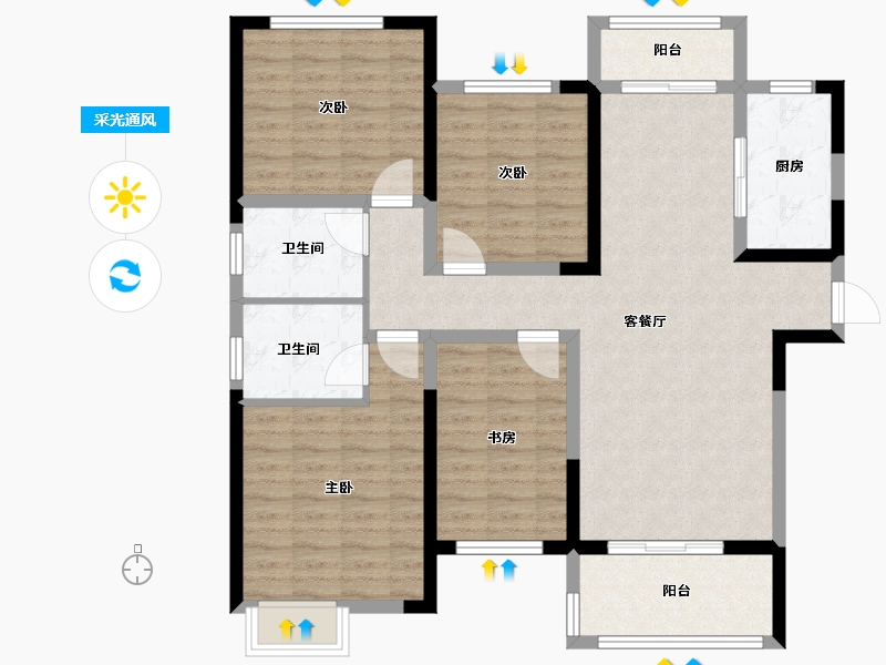 安徽省-淮南市-淮南金融广场-109.35-户型库-采光通风