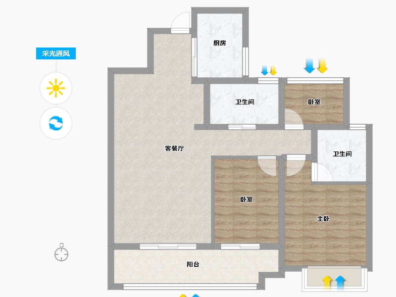 安徽省-宿州市-翔茂悦·府-86.40-户型库-采光通风