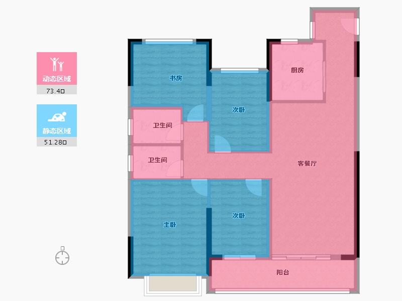 贵州省-遵义市-绿城月映江南-112.39-户型库-动静分区