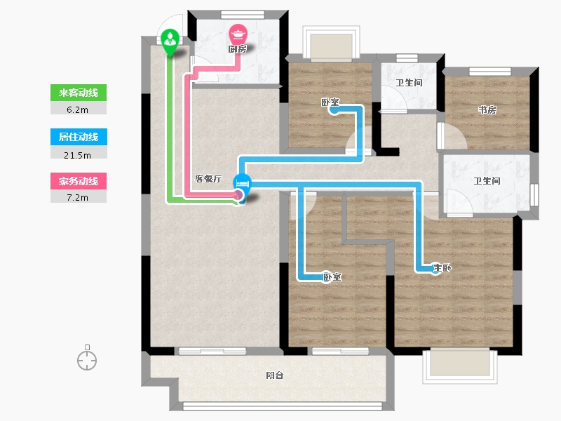 安徽省-宿州市-禾目长安府-100.80-户型库-动静线