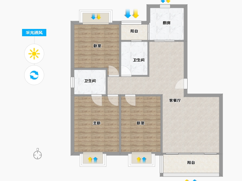 江苏省-苏州市-花苑新村-110.00-户型库-采光通风