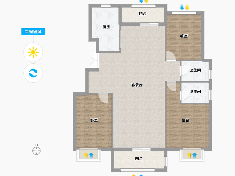 湖北省-黄冈市-黄梅·北瑞景-109.57-户型库-采光通风