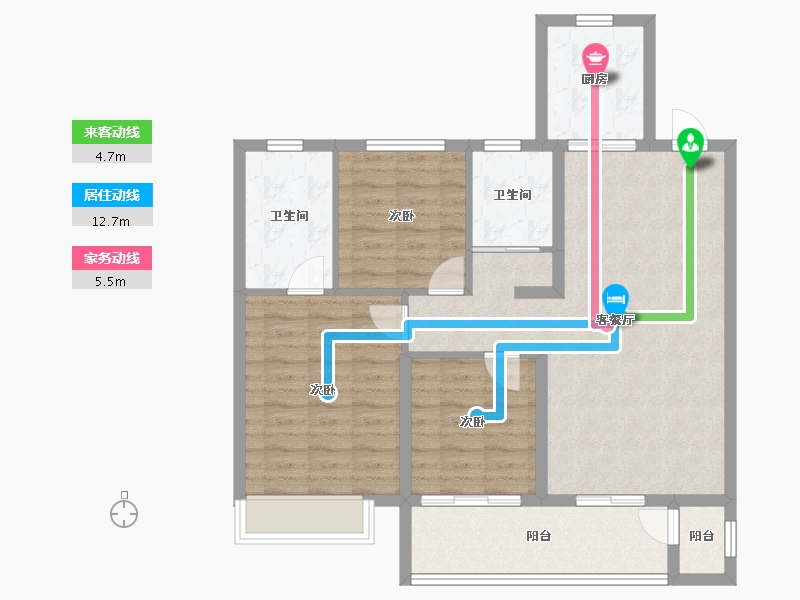 安徽省-宿州市-金荣·金源里-90.54-户型库-动静线