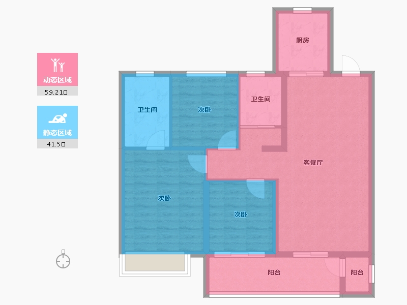 安徽省-宿州市-金荣·金源里-90.54-户型库-动静分区