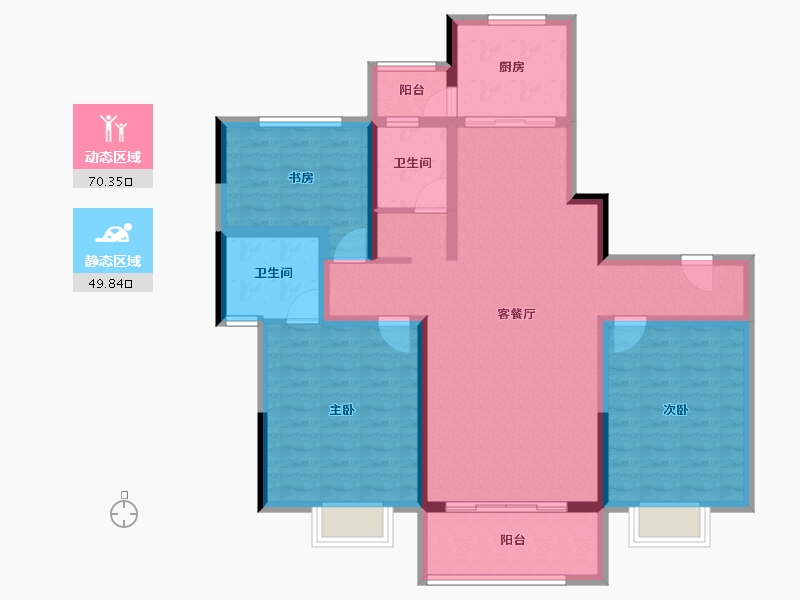 陕西省-榆林市-金沙御庭-107.08-户型库-动静分区