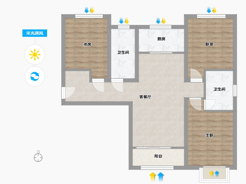 河北省-石家庄市-远洋安联万和学府-89.60-户型库-采光通风