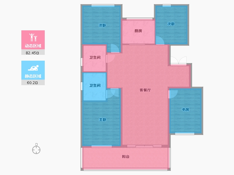 辽宁省-盘锦市-康桥M区公园里-131.00-户型库-动静分区