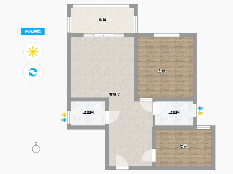 江西省-抚州市-南城盛世国际小区-70.00-户型库-采光通风