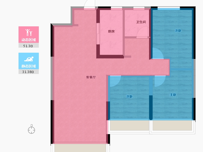 内蒙古自治区-呼和浩特市-金地江山风华-73.87-户型库-动静分区