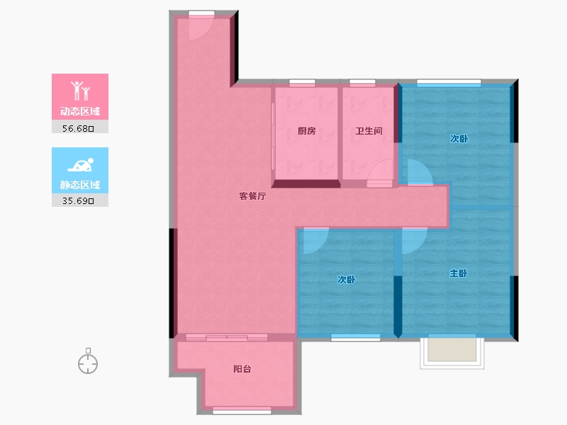 陕西省-榆林市-金沙御庭-83.13-户型库-动静分区