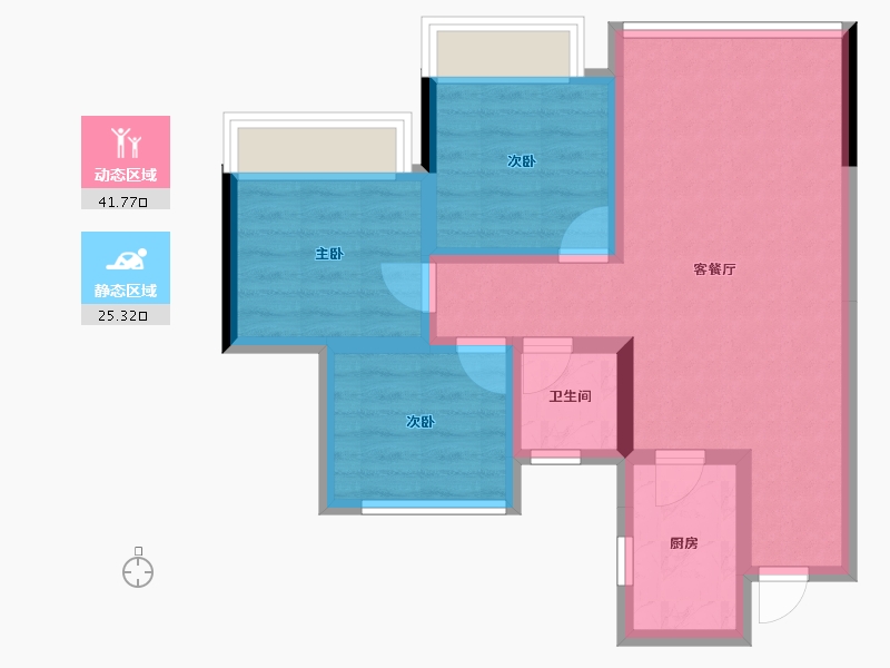 四川省-绵阳市-东辰星光荟-58.67-户型库-动静分区