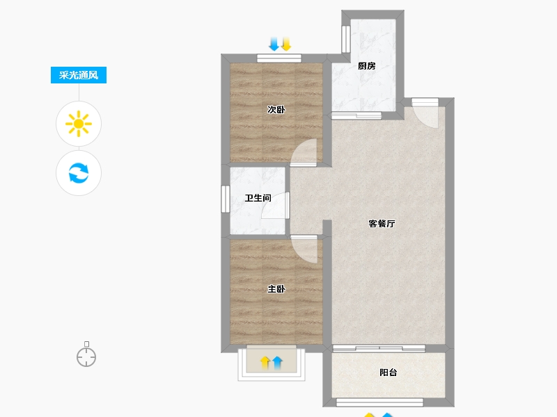 陕西省-榆林市-汇兴花园-56.24-户型库-采光通风