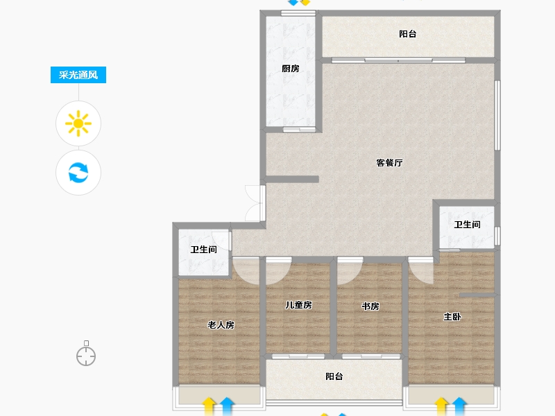 山东省-泰安市-东湖壹号-157.72-户型库-采光通风