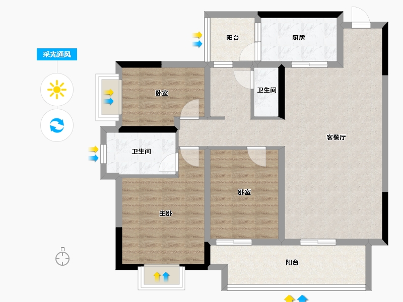 贵州省-铜仁市-桐达翰林居-100.47-户型库-采光通风