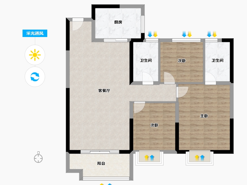 山东省-泰安市-碧桂园天空之境-101.87-户型库-采光通风