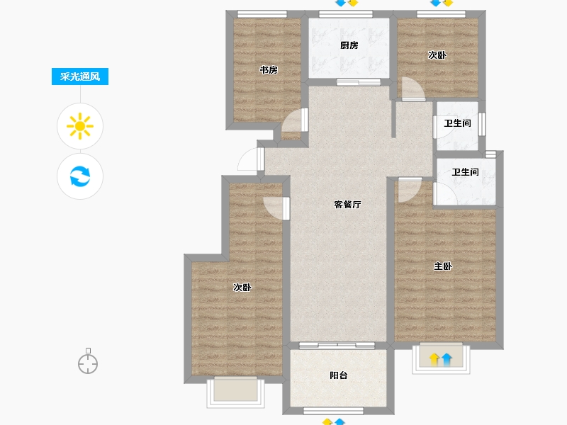 陕西省-榆林市-汇兴花园-101.87-户型库-采光通风