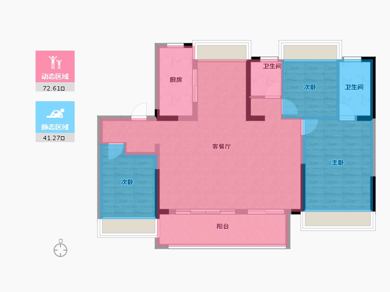 江苏省-扬州市-龙湖锦麟天序-102.86-户型库-动静分区