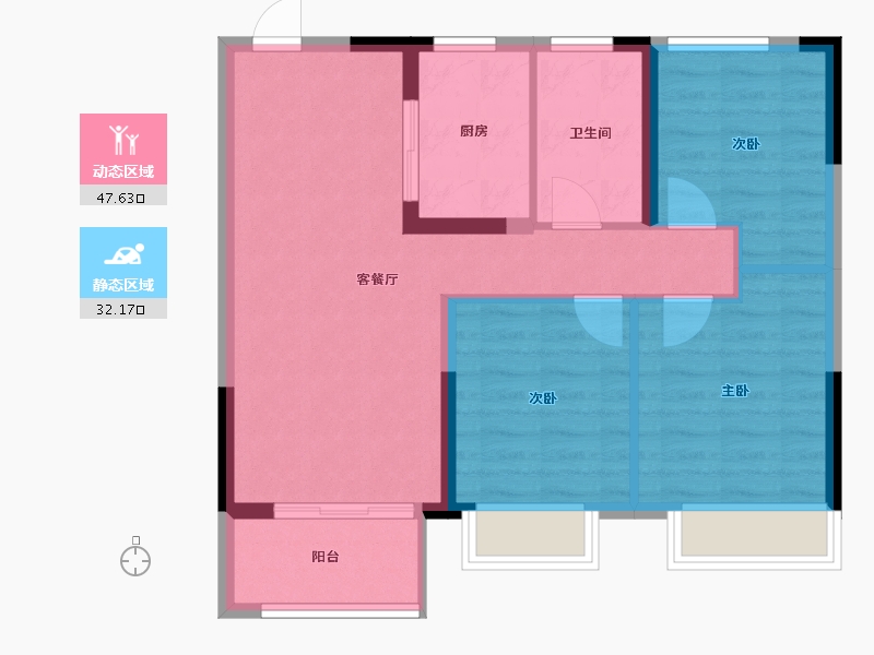 江苏省-扬州市-龙湖锦麟天序-71.57-户型库-动静分区