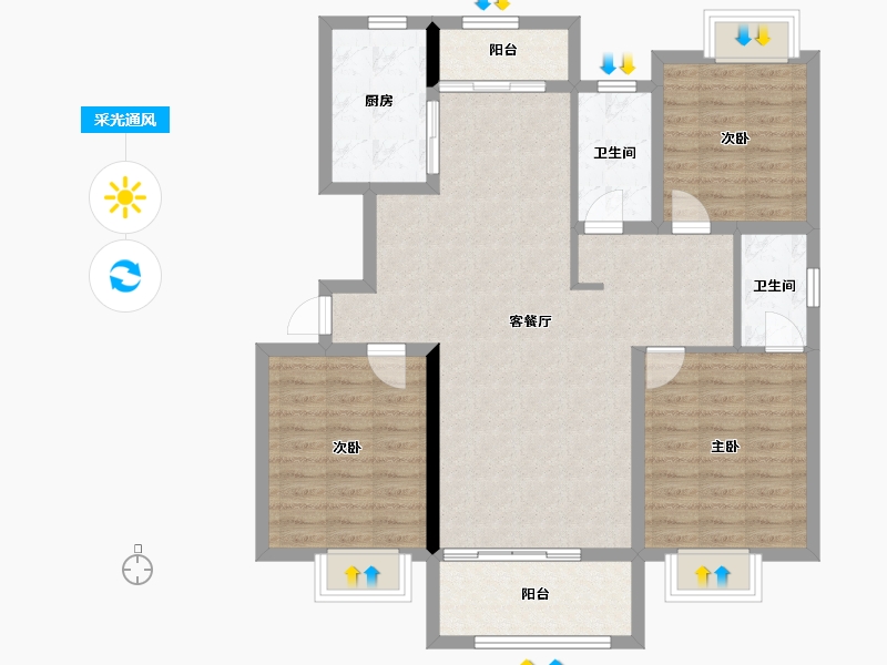 江西省-吉安市-汇金壹号-104.13-户型库-采光通风