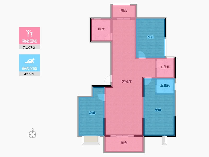 陕西省-榆林市-万泰紫郡-107.73-户型库-动静分区