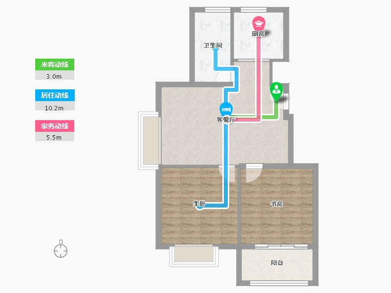 江苏省-扬州市-邗建祥瑞苑-67.23-户型库-动静线