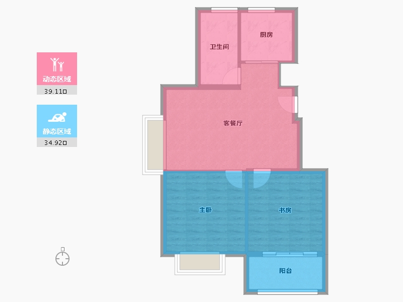 江苏省-扬州市-邗建祥瑞苑-67.23-户型库-动静分区