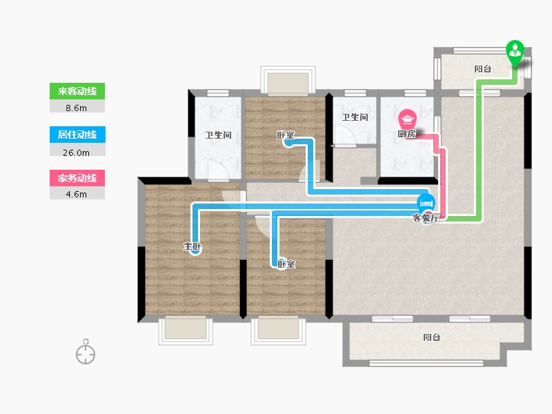 湖北省-黄冈市-卓尔·黄冈客厅-112.20-户型库-动静线